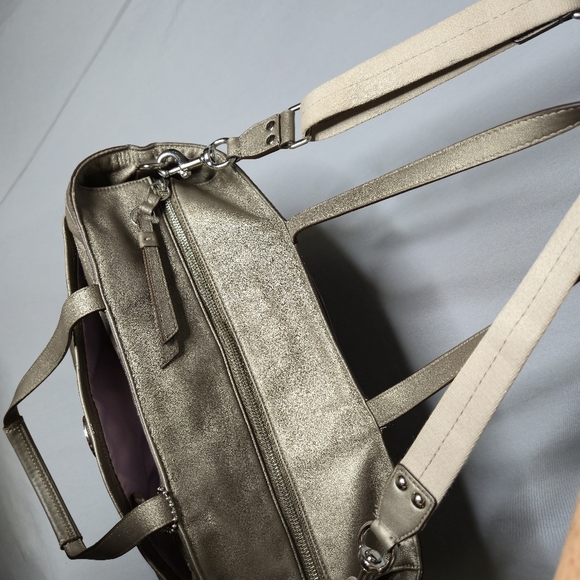 Coach Metallic Taupe Leather Tote/Diaper Bag - Picture 9 of 16